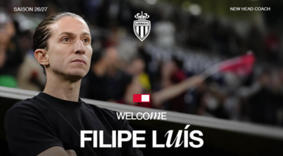 Monaco anuncia Filipe Luís como novo treinador da equipe