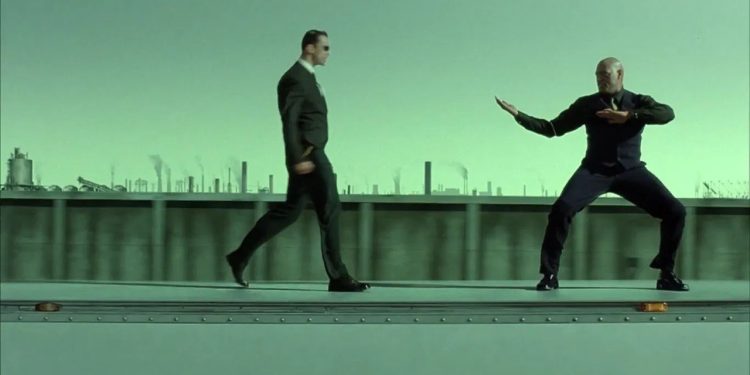 Cena do filme The Matrix Reloaded (2003) – Fonte: Warner Bros. Pictures / Produção: Silver Pictures; Village Roadshow Pictures; NPV Entertainment