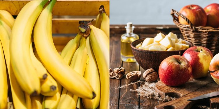 Benefícios da banana e maçã - Créditos: depositphotos.com / Nomadsoul1  -  Créditos: depositphotos.com / KostyaKlimenko