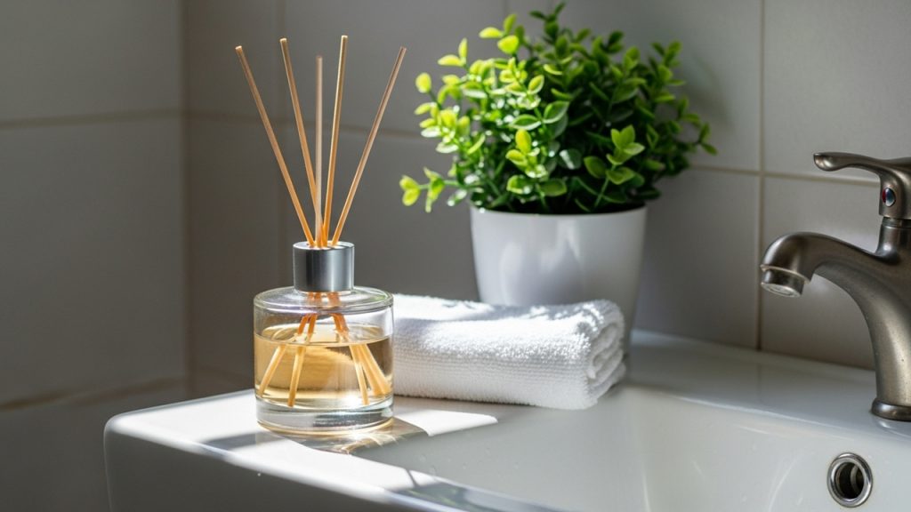 Eu despejo em um copo e deixo no banheiro: o resultado é um perfume que dura dias