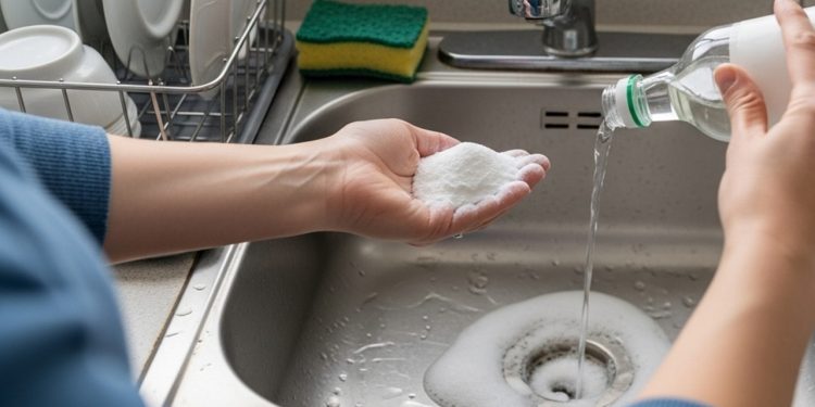Despeje 5 colheres no ralo e enxágue com água fervente, o resultado é melhor que limpador industrial