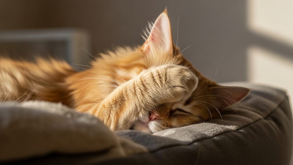 O que significa quando o gato dorme com a patinha no rosto durante o soninho?