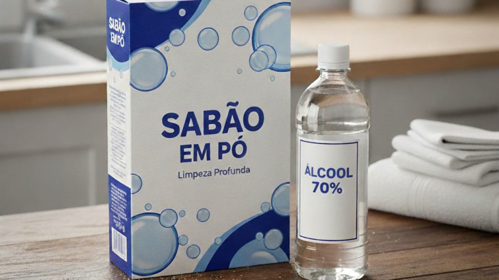 sabão em pó e álcool