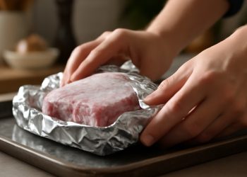 Esse truque com papel-alumínio descongela a carne de um jeito mais uniforme e sem ressecar