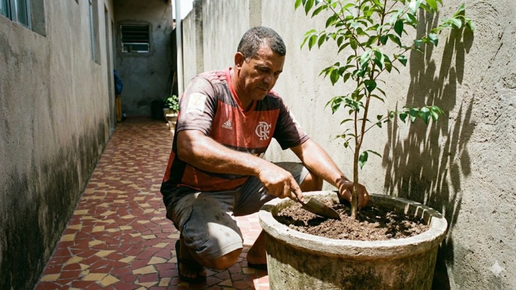 Peguei essa muda bonitona na casa da minha vó que cresceu rápido, deu bastante fruta e ainda teve seu valor medicinal