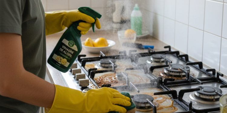 Como usar vinagre quente para limpar gordura na cozinha