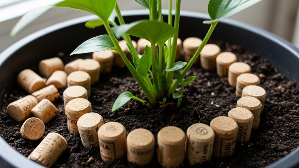 Não é por estética: por que é recomendado colocar rolhas no solo das plantas?