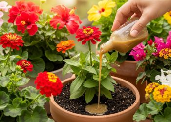 A mistura de 2 ingredientes que faz qualquer vaso explodir de flores em poucas semanas