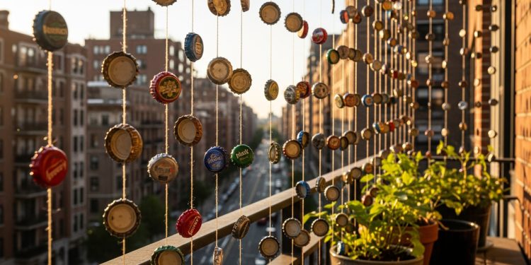 As tampinhas de refrigerante, quando suspensas, atuam como pequenos espelhos móveis que refletem a luz solar desordenadamente