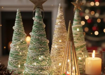 Essa mini árvore de Natal artesanal está encantando a decoração
