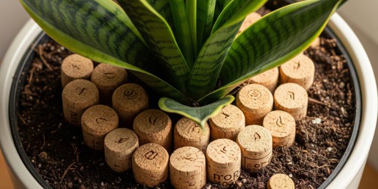 O hábito de colocar rolhas na terra cria um sistema de aeração natural que facilita a drenagem e afasta pragas do jardim