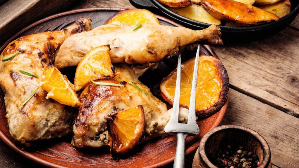 Peru com molho de laranja