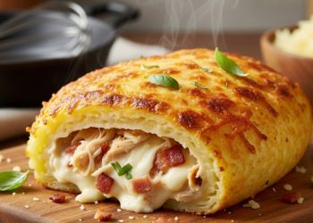 Receita de salgado de batata recheado com frango e bacon que é fácil, prático e delicioso