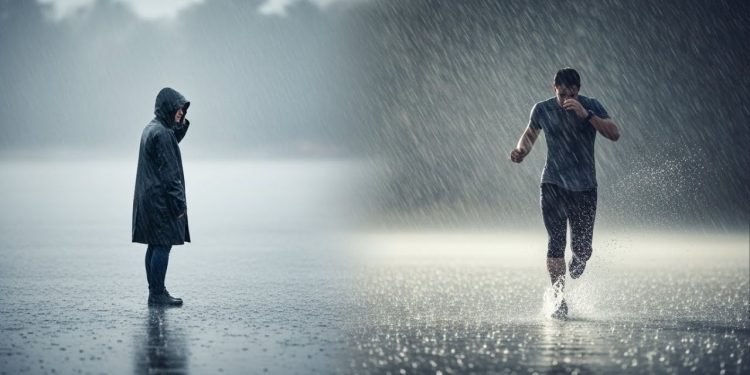 Correr ou caminhar? A física explica a melhor estratégia para fugir da chuva