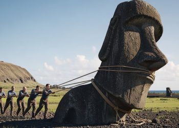 Como os trabalhadores das estátuas da Ilha de Páscoa faziam esses gigantes "caminharem"