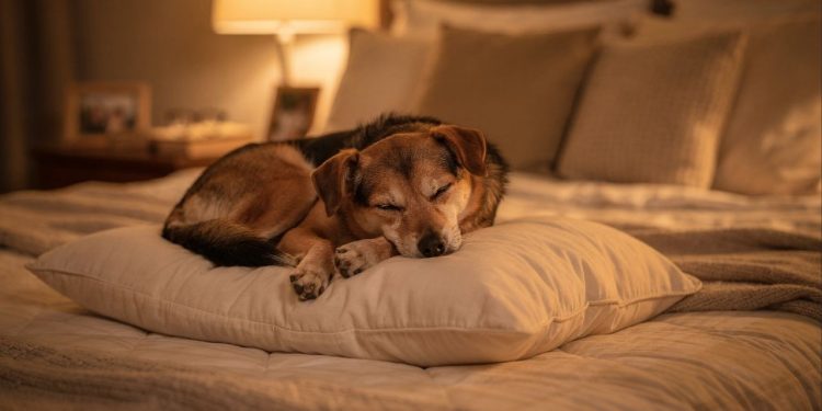 O que significa quando o meu cachorro dorme no travesseiro da cama?