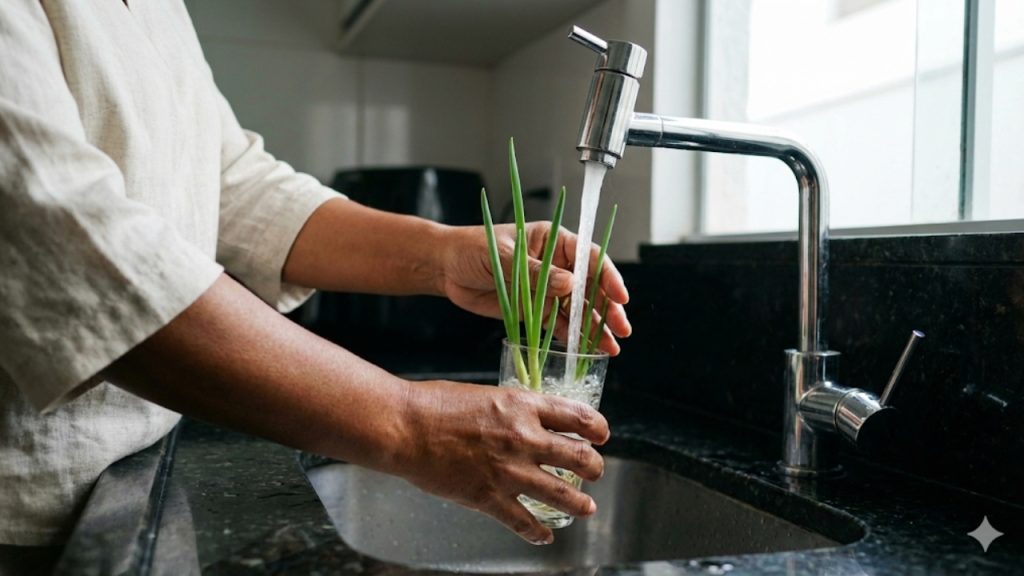 Pare de comprar cebolinha no mercado! Use apenas um copo de água e um cantinho de luz para plantar as suas próprias plantinhas naturais