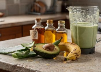 Usei 6 ingredientes naturais para preparar a minha máscara caseira para queda de cabelo