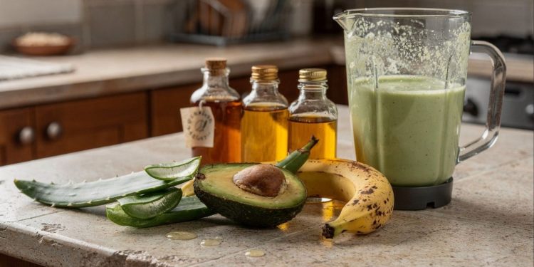 Usei 6 ingredientes naturais para preparar a minha máscara caseira para queda de cabelo