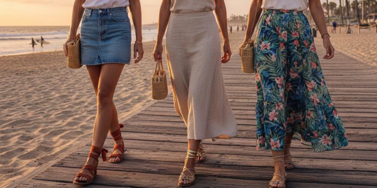5 combinações elegantes de rasteiras e saias para o verão 2026