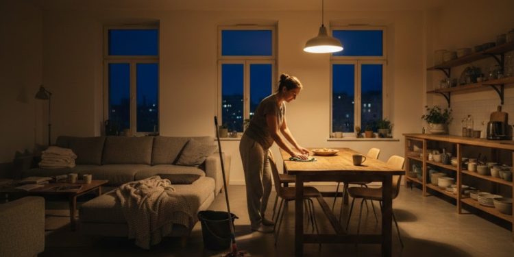 Muitas pessoas acreditam que é apenas uma questão de horário, mas pessoas que limpam a casa à noite frequentemente utilizam esse momento como uma válvula de escape