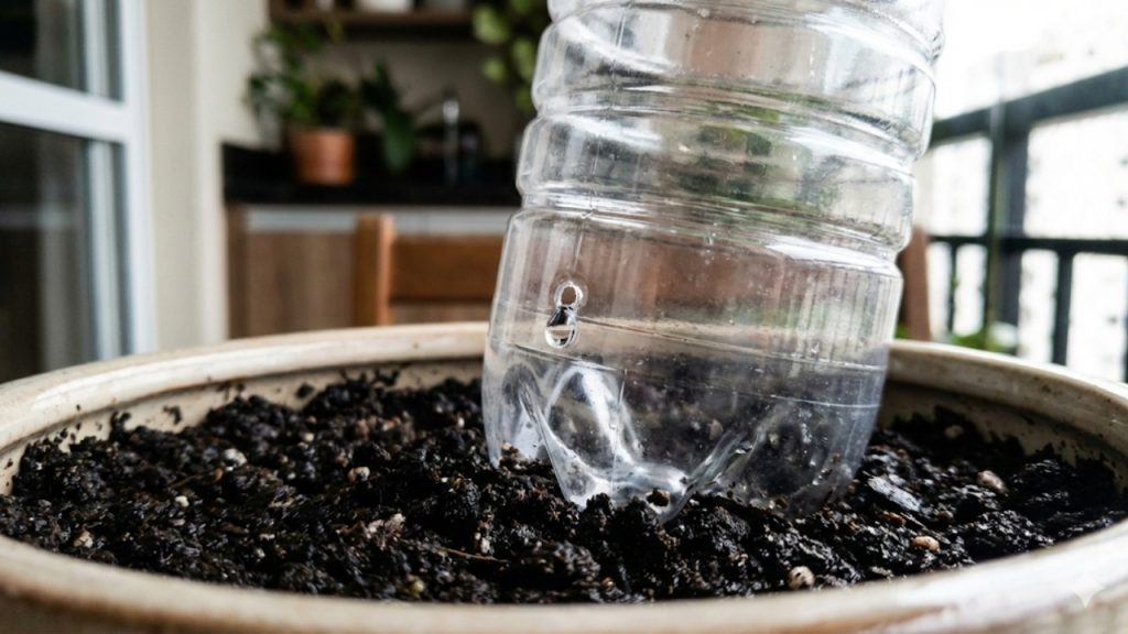 Como transformar a garrafa pet que vira um regador automático para suas plantas
