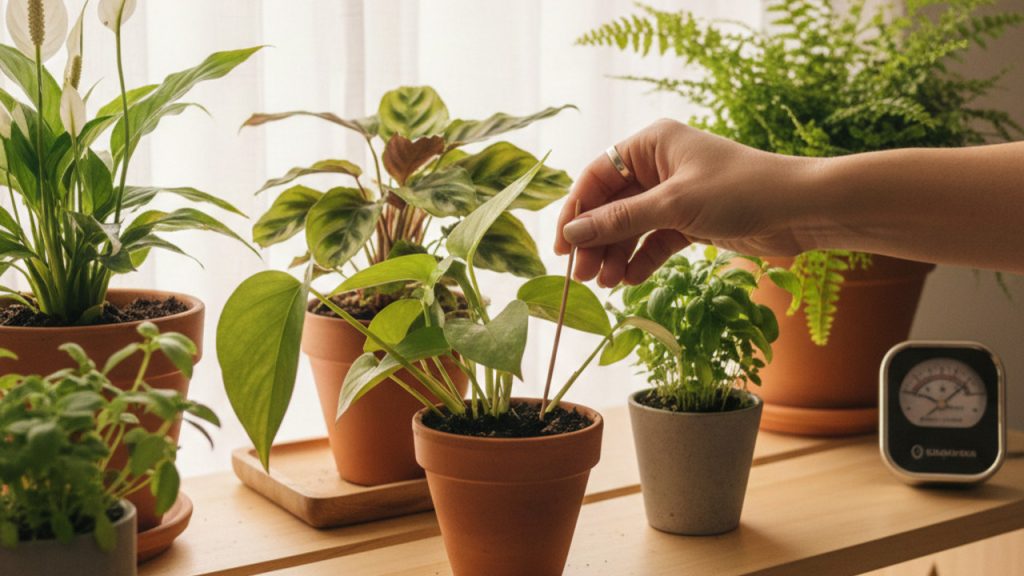 truque do palito para regar plantas