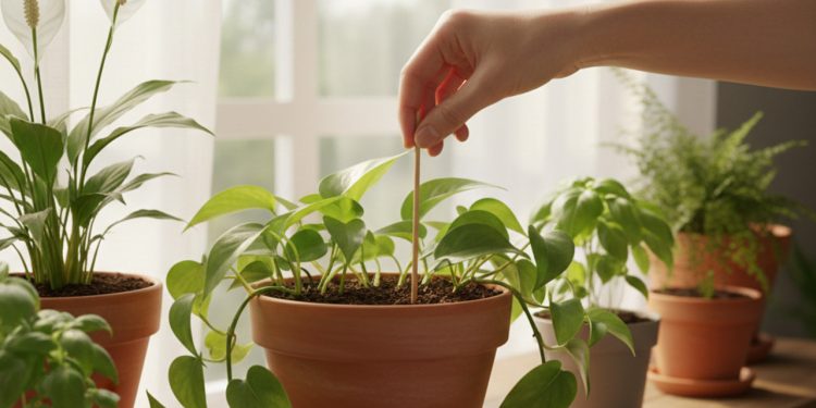 Minhas plantas pararam de morrer depois desse truque simples de rega com palito
