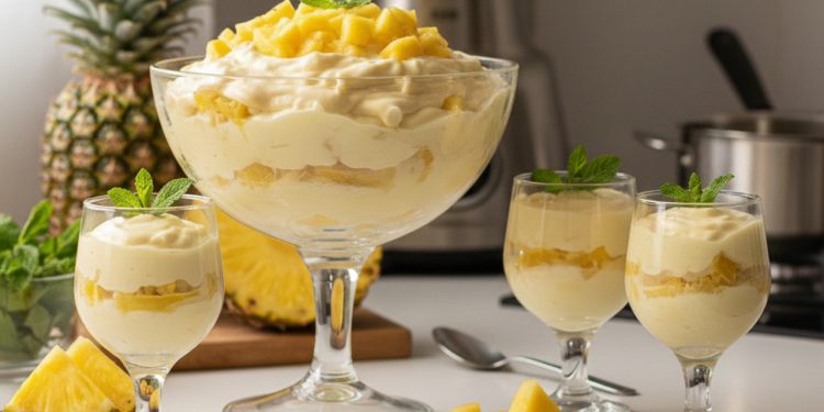 Receita de sobremesa gelada de abacaxi fácil, econômica e com poucos ingredientes