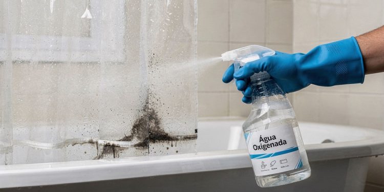 Limpar a cortina do banheiro com água oxigenada elimina mofo e maus odores