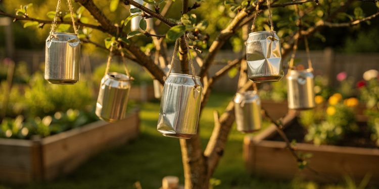 Não é apenas decoração: você sabe para que serve pendurar latas de refrigerante no jardim?