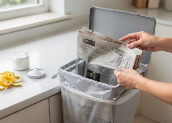 Reciclagem de jornal na lixeira da cozinha reduz odores fortes e evita vazamentos