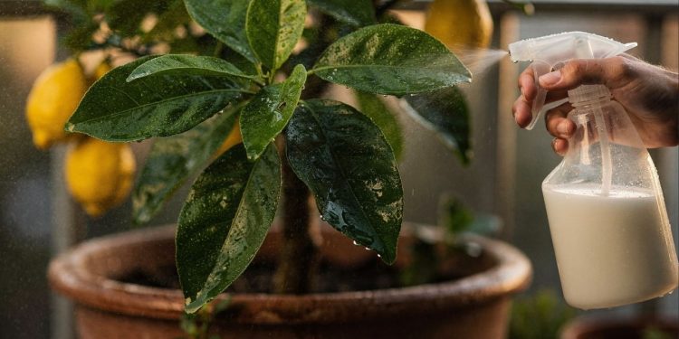 O truque caseiro com leite diluído que deixa as folhas do seu pé de limão mais bonitas