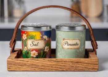 Reciclar latas de conserva transforma a mesa com um porta-sal e porta-pimenta sustentável
