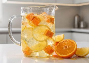 Refrigerante caseiro de laranja com limão fica pronto em 10 minutos e rende 5 porções