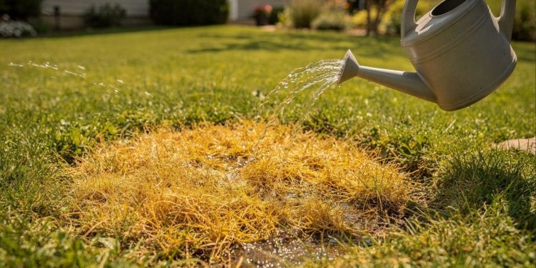 Aprenda o truque do detergente para recuperar gramado queimado e hidratar a terra seca