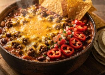 Chili mexicano com feijão fica cremoso, equilibrado e perfeito para qualquer ocasião