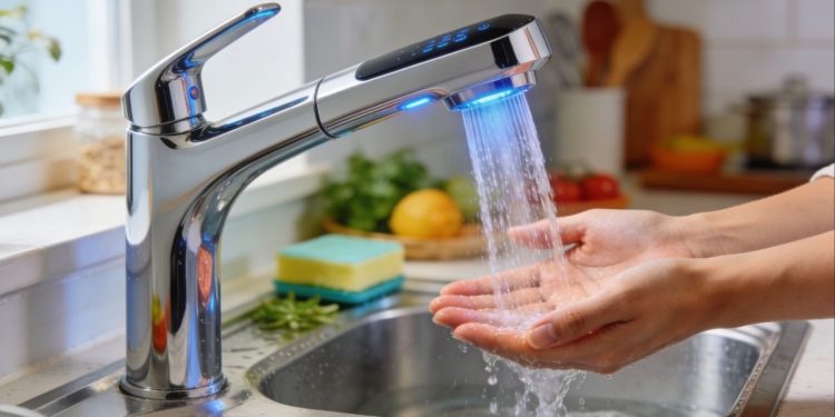 As torneiras com sensor reduzem desperdício de água e deixam a cozinha mais prática e higiênica