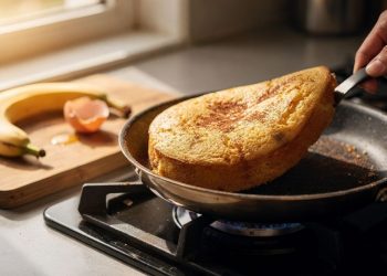 Esse bolo de banana fica pronto em 15 minutos e permite criar versões doces