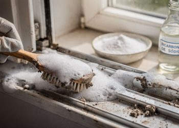 Os trilhos de janelas sujos desaparecem com esses dois itens comuns da cozinha