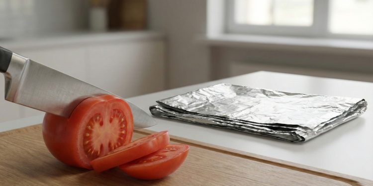 Esse truque com papel-alumínio realinha o fio da faca em minutos e evita esforço na hora de cortar alimentos