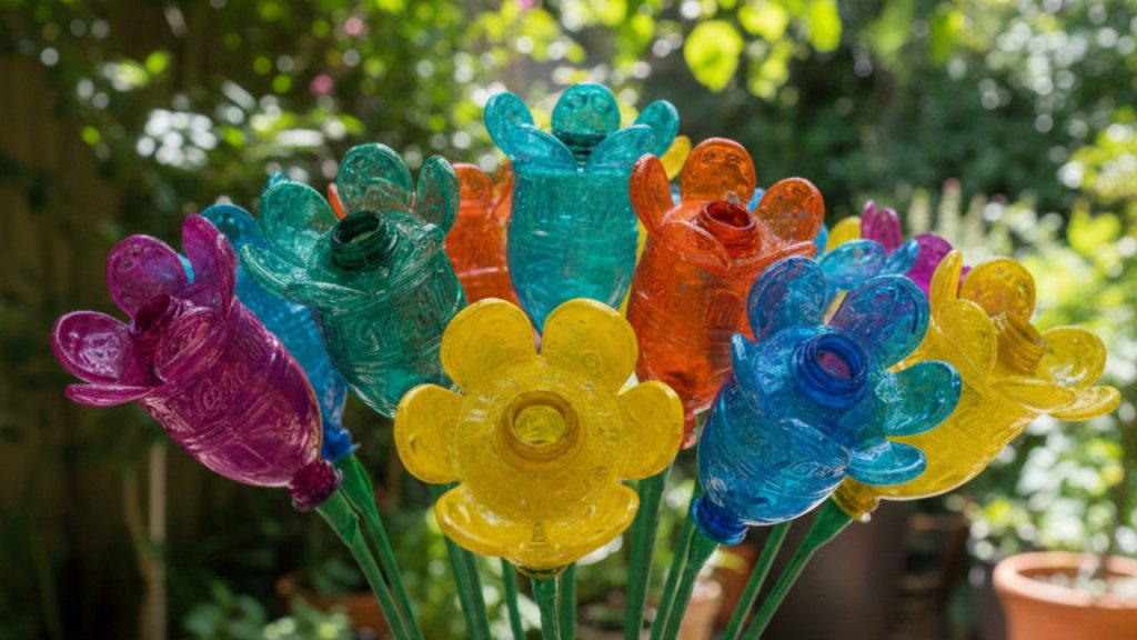 flores de garrafa de plástico