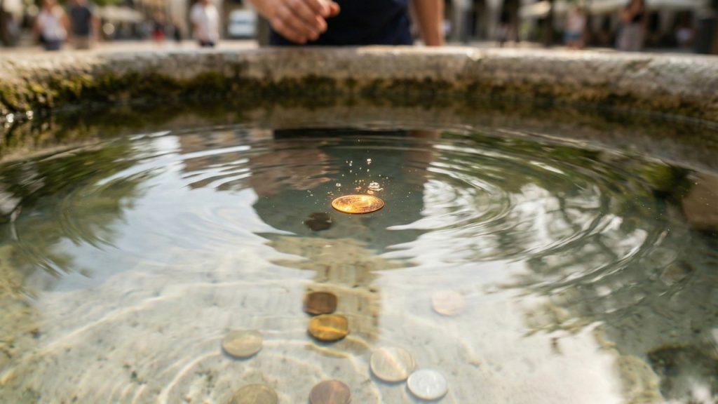 Pessoas jogam moedas em fontes no mundo todo e quase ninguém sabe de onde veio isso