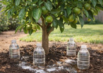 Por que jardineiros indicam enterrar garrafas de água na terra da laranjeira?