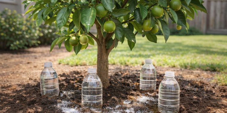 Por que jardineiros indicam enterrar garrafas de água na terra da laranjeira?