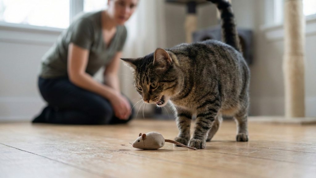O verdadeiro motivo do gato trazer presas mortas ou brinquedos ao tutor