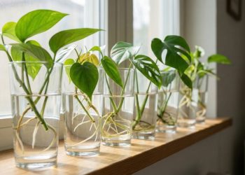 Essa técnica com copo e água transforma galhos em plantas com raiz forte, sem terra nem vaso