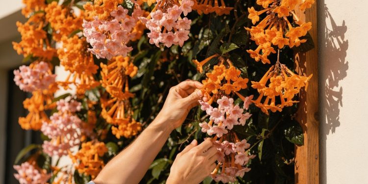 Bignônia cobre muros rapidamente com flores vibrantes no outono e inverno