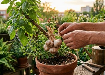 O dente de alho nas plantas funciona como repelente natural e reduz pulgões e formigas