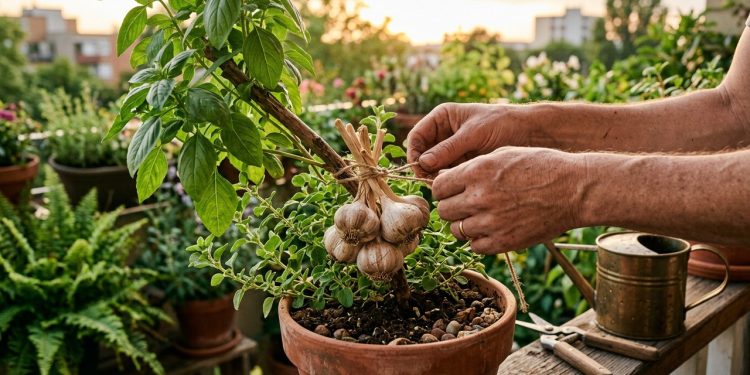 O dente de alho nas plantas funciona como repelente natural e reduz pulgões e formigas